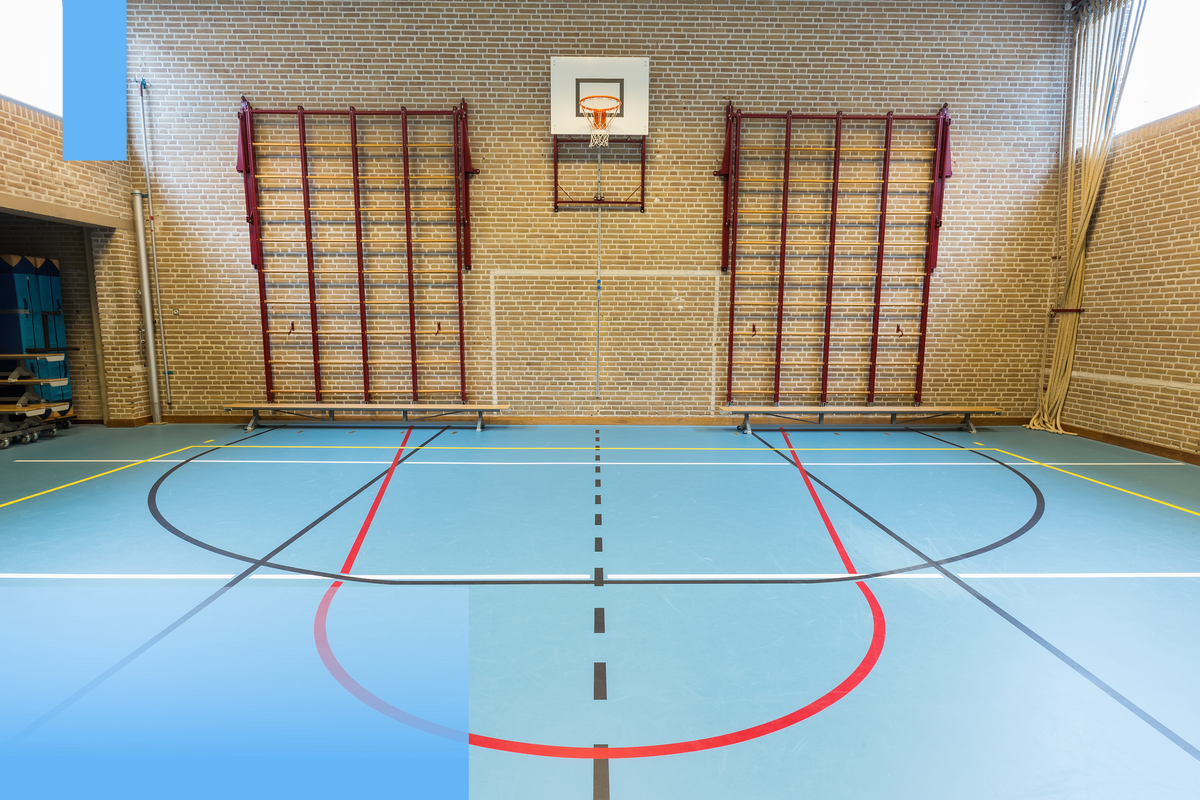 school gym flooring location